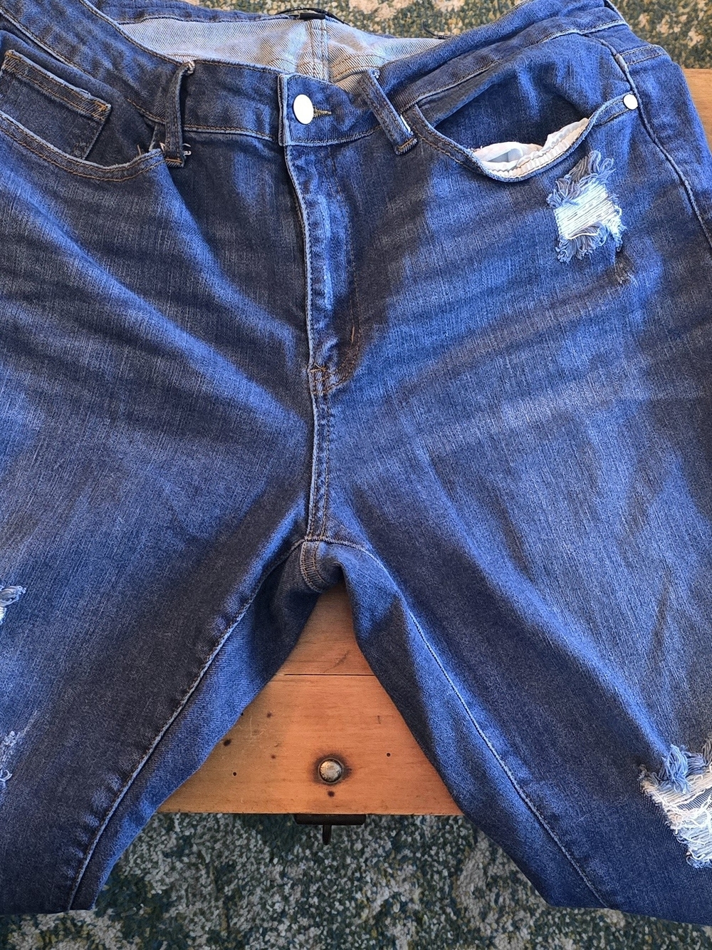 Judy Blue Dark Blue Ripped Slim Straight Jeans